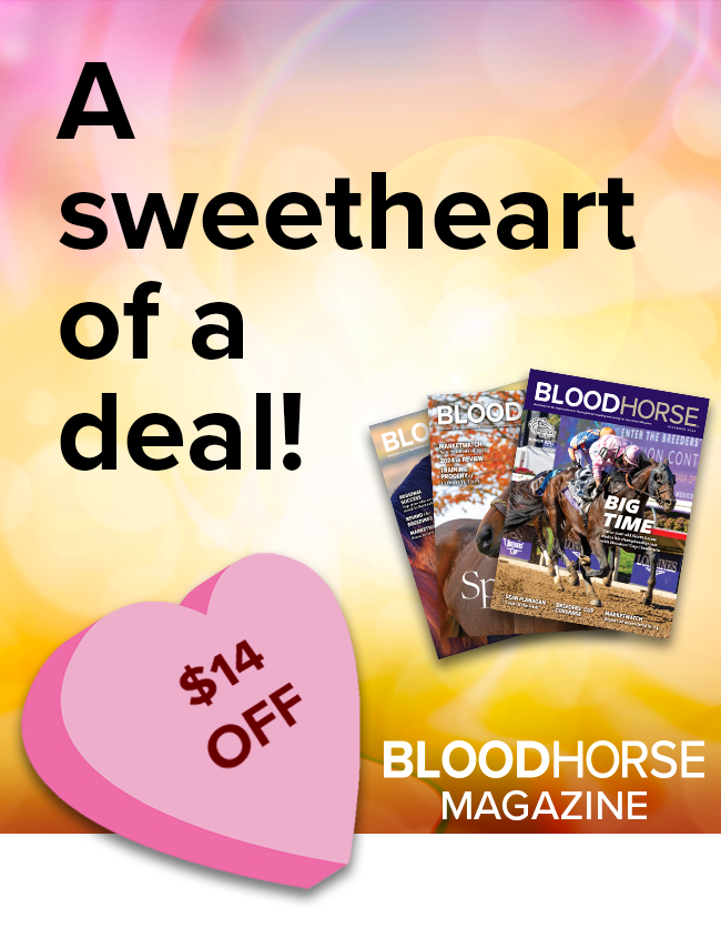 Save $14 On a BloodHorse subscription now through February 14! 
