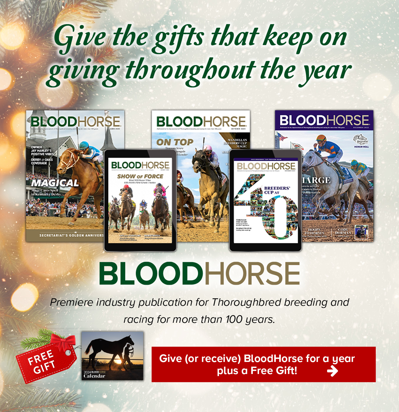 BLOODHORSE- Premiere weekly publication for Thoroughbred breeding and racing for more than 100 years.